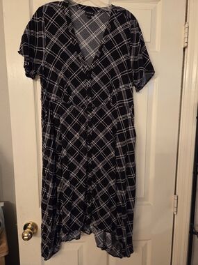 torrid Black and White Plaid Button-Front Dress